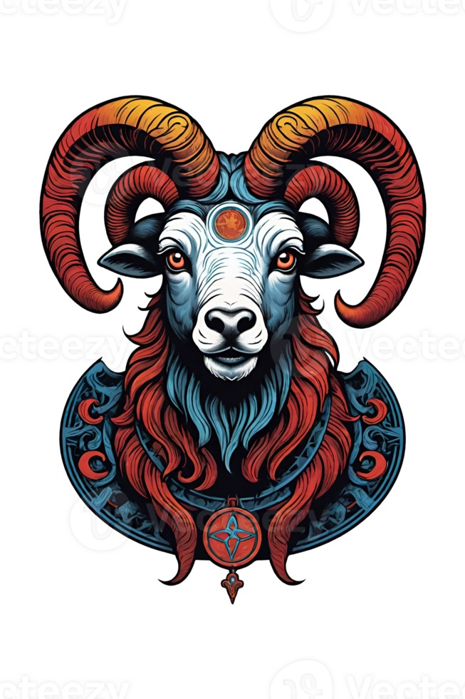 AI generated Ram head illustration design png