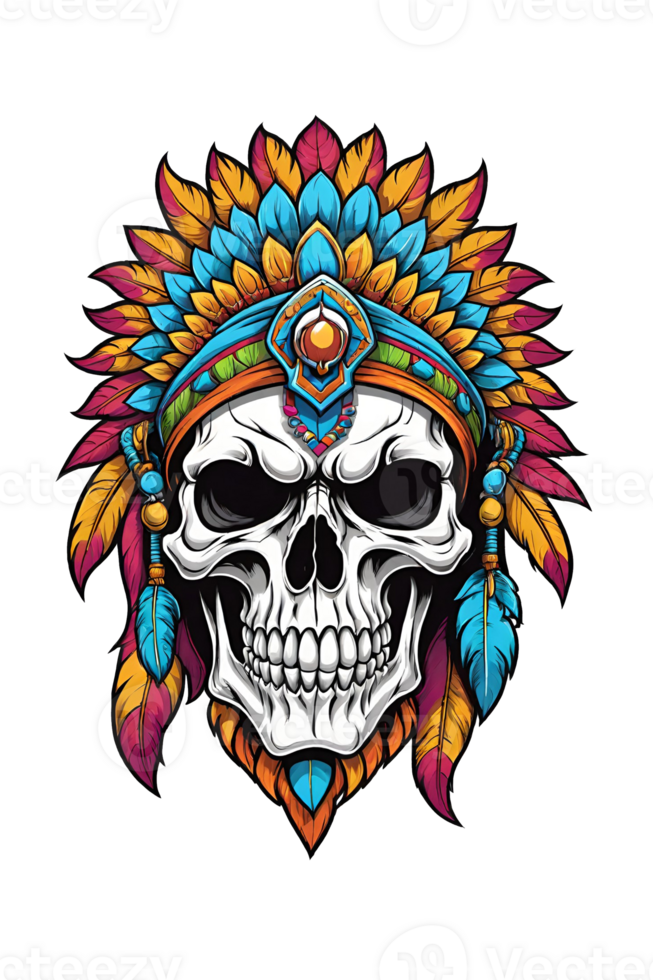 AI generated Skull with headdress Illustration for design png