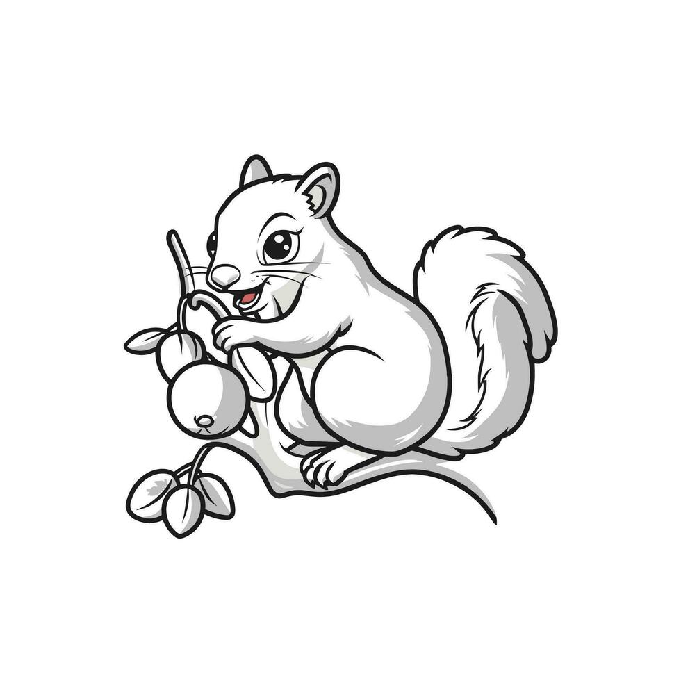 Coloring book vector cute squirrel