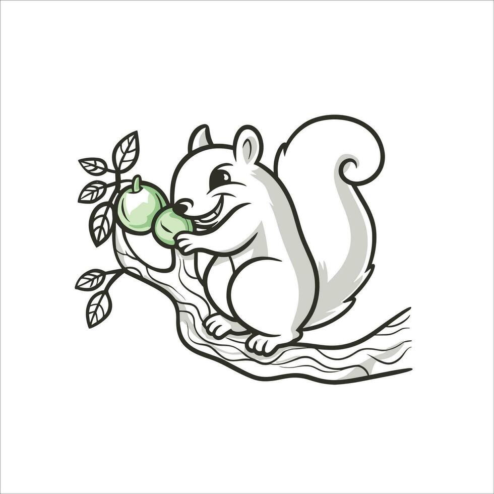 Coloring book vector cute squirrel