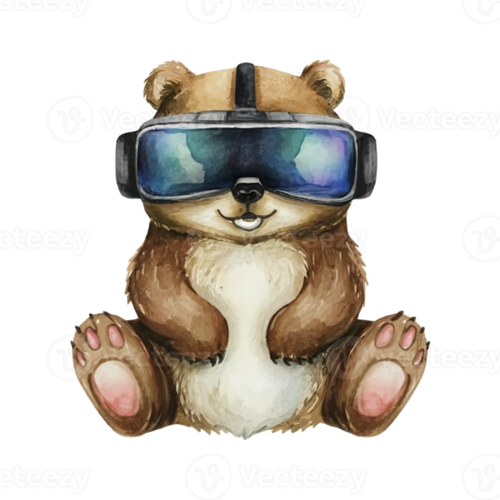 AI generated Cute Animal Wearing VR Glasses png
