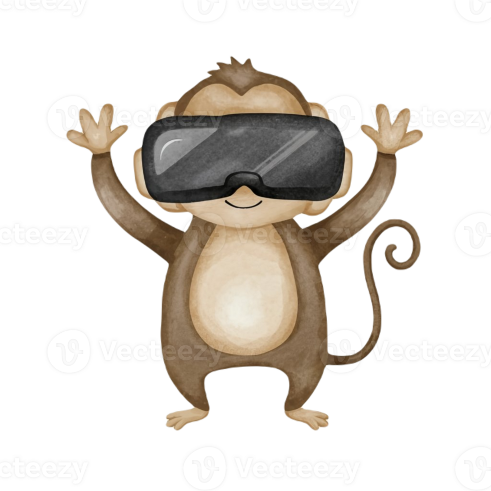 AI generated Cute Animal Wearing VR Glasses png