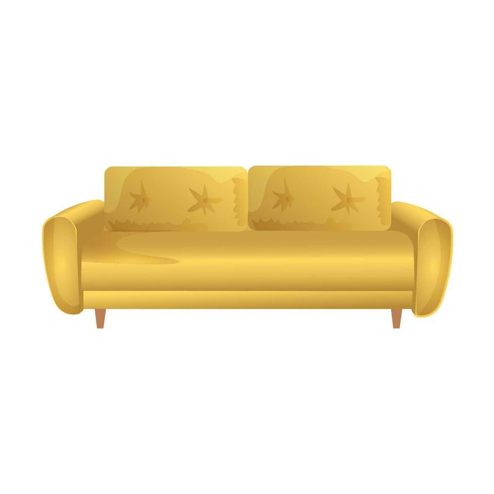 amarillo sofá interior diseño para dormitorio y vivo habitación visualización vector