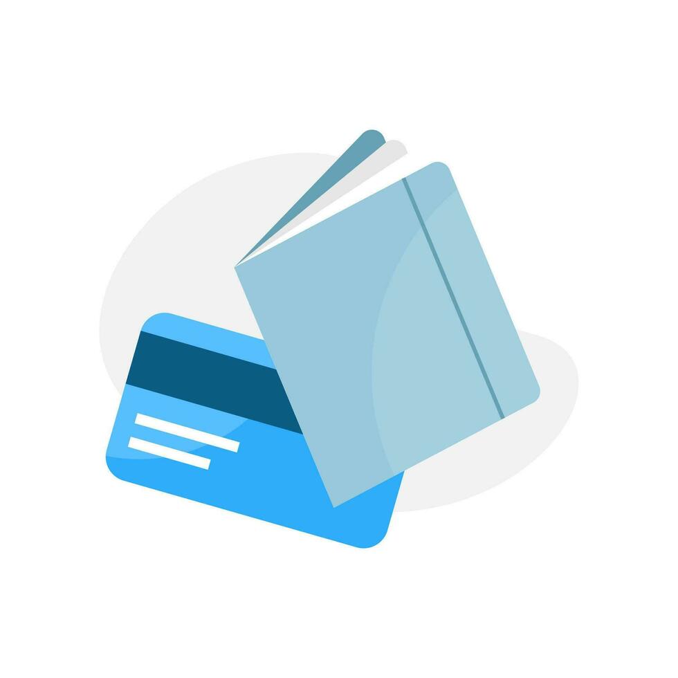 add card and bank account book concept illustration flat design vector. simple modern graphic element for landing page ui, infographic, icon vector