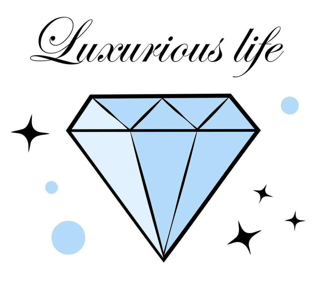 Diamond on white background. Doodle vector