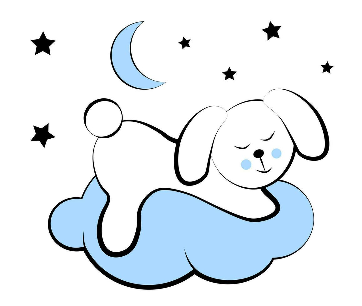 conejito duerme en un nube vector