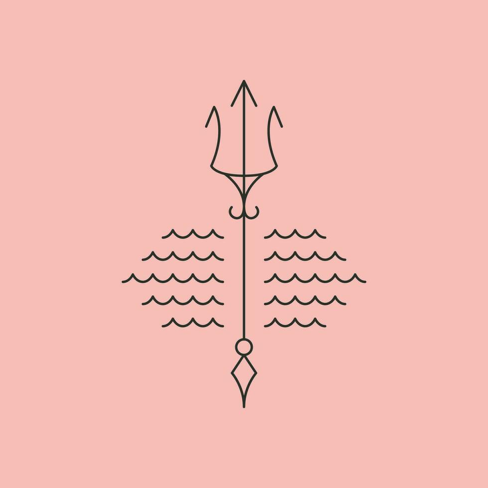 trident and wave icon symbol vector