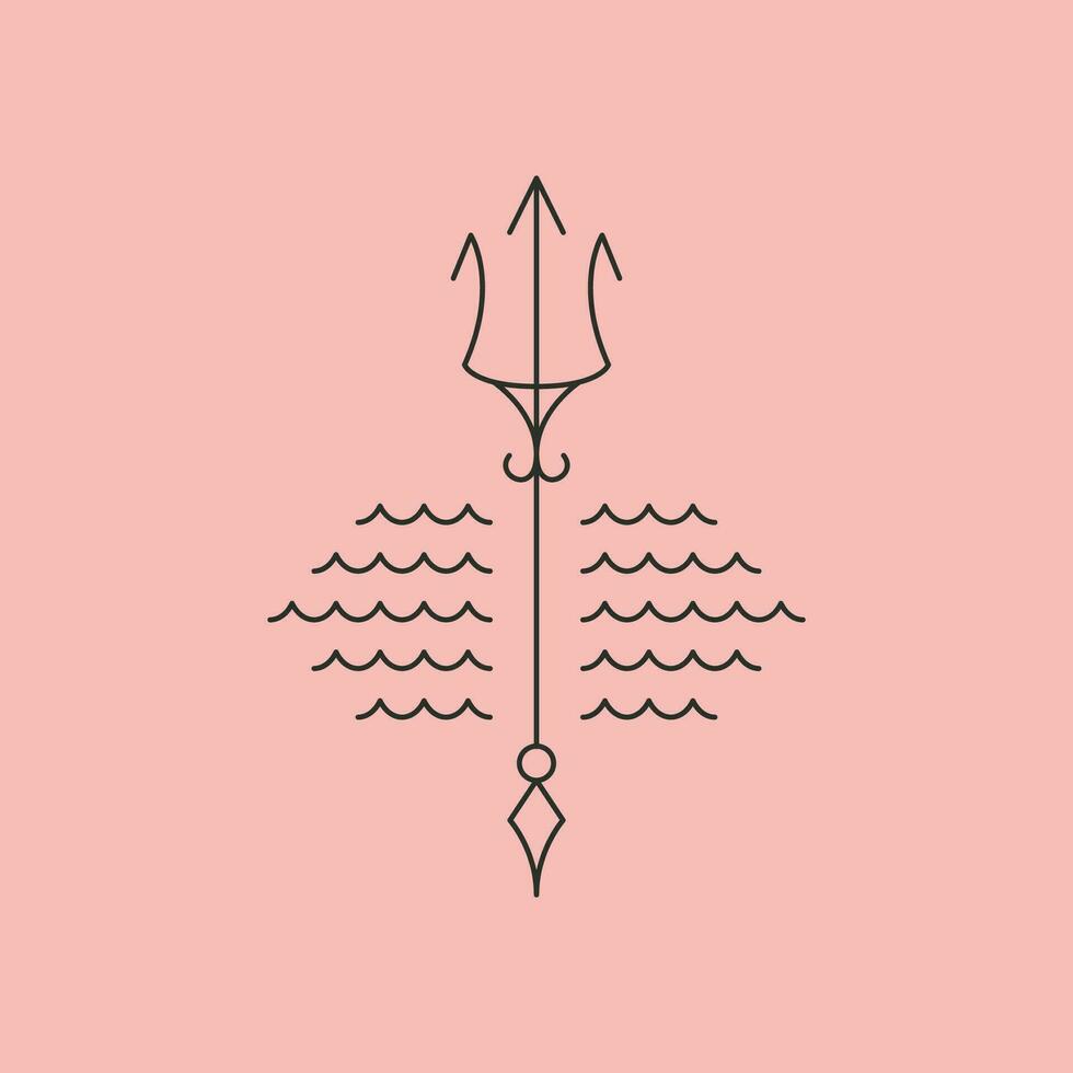 trident and wave icon symbol vector