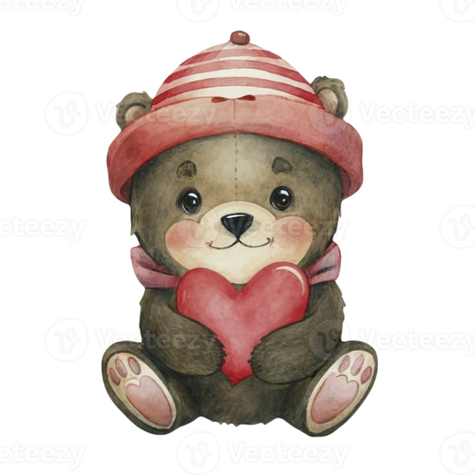 AI generated Cute bear Valentine Day png
