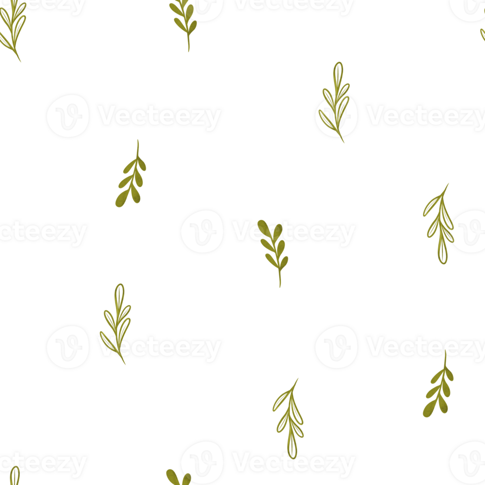 dekorativ sömlös mönster med grön löv. botaniska former. hand dragen illustration, enkel blommig abstrakt upprepa prydnad för trendig modern dekor, tyg, textil- skriva ut, omslag, tapet png