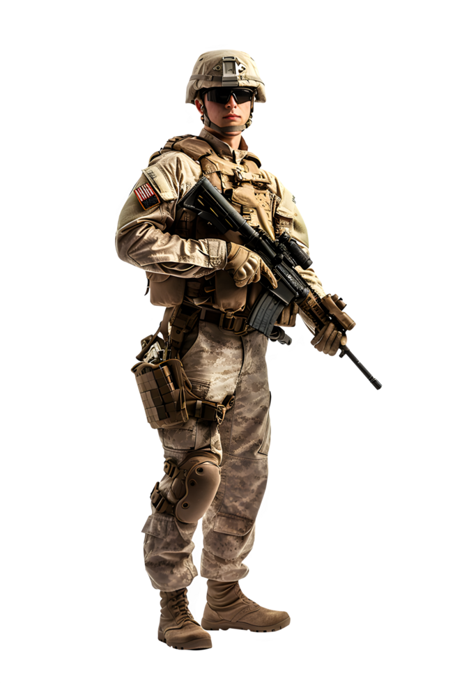 AI generated Solitary Soldier Isolated on transparent Background. Generative AI png