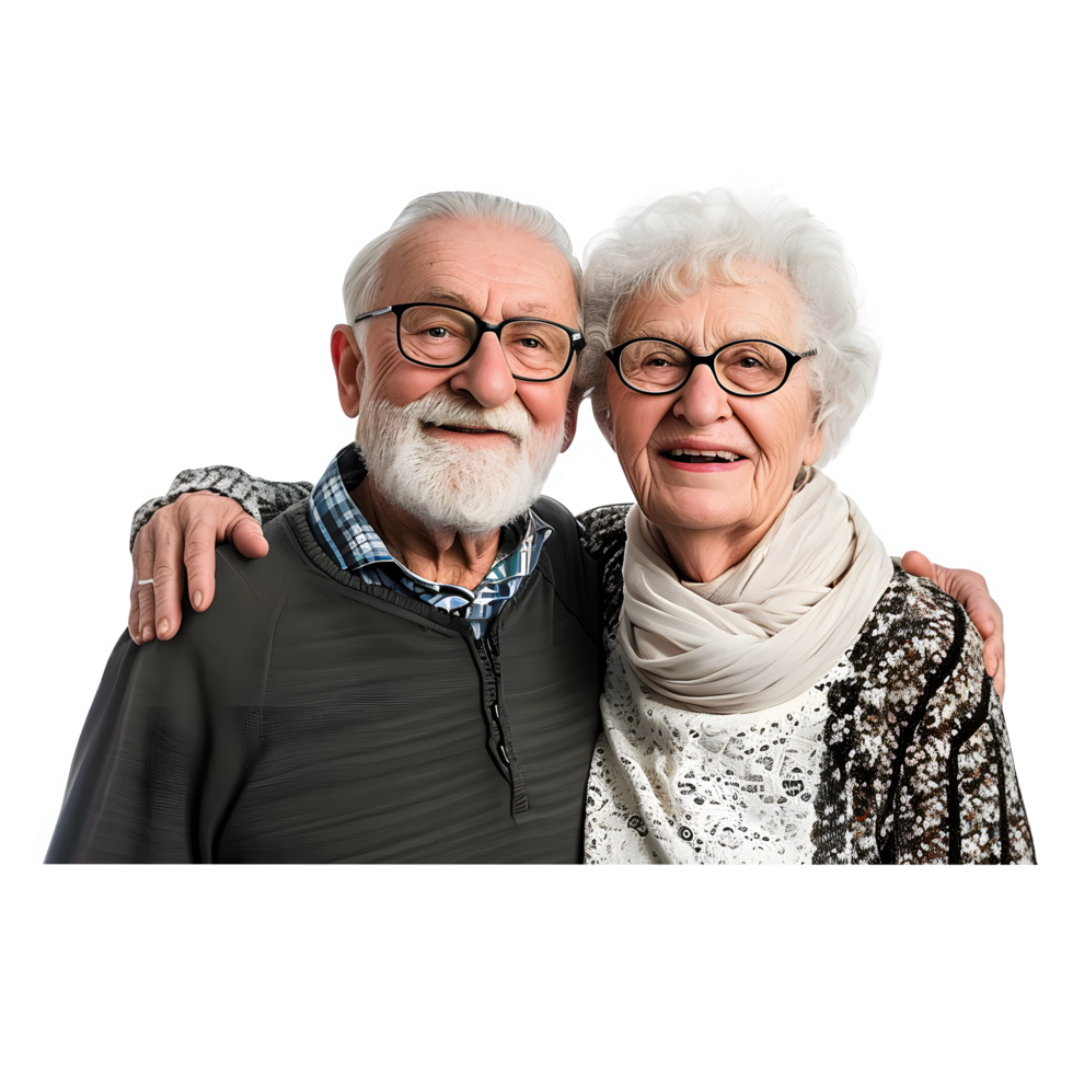 AI generated Joyful Grandparents Embracing Happiness - Isolated on Transparent Background. Generative AI png