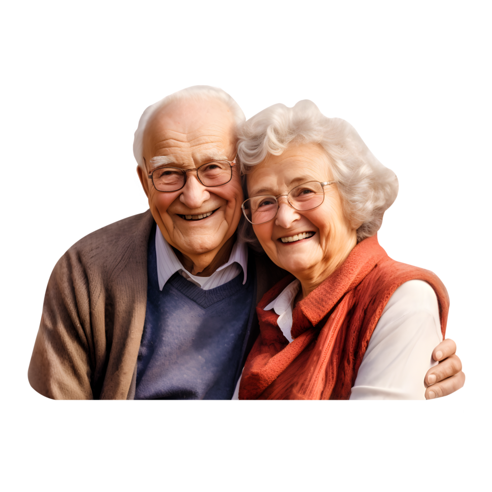 AI generated Joyful Grandparents Embracing Happiness - Isolated on Transparent Background. Generative AI png