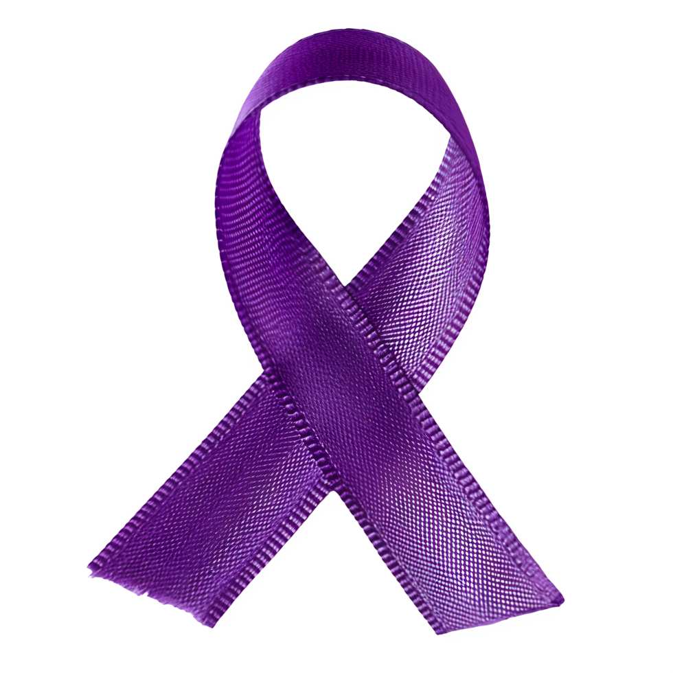 AI generated Purple Ribbon Symbol of Cancer Awareness isolated on transparent background. AI Generated png