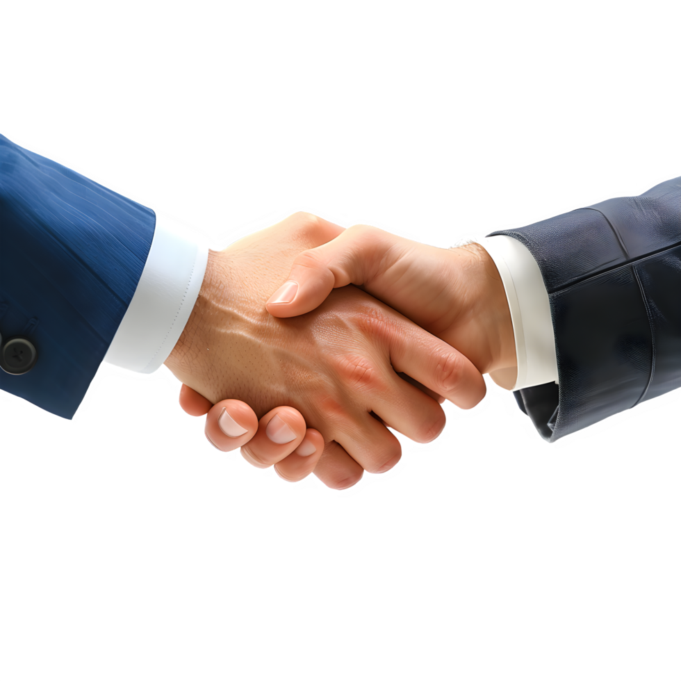 AI generated Professional Handshake. Two Businessmen Sealing the Deal Isolated on transparent Background. Generative AI png