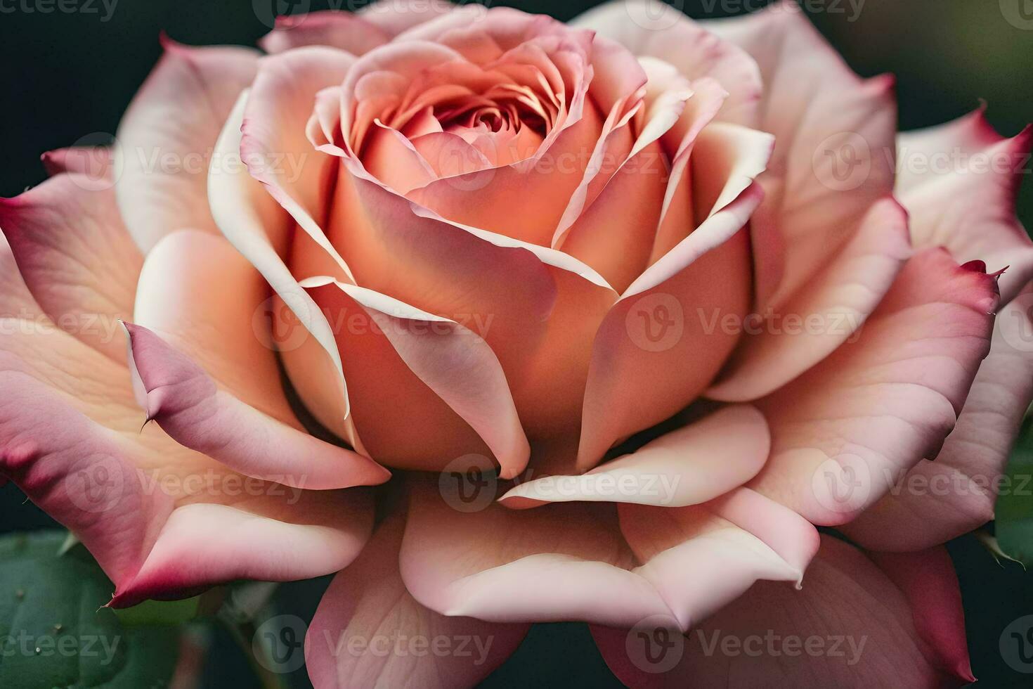 AI generated a close up of a pink rose with leaves photo