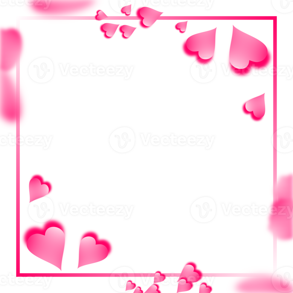 Valentine Hearts Frame Border. Cute Pink Valentine's Day Background. png