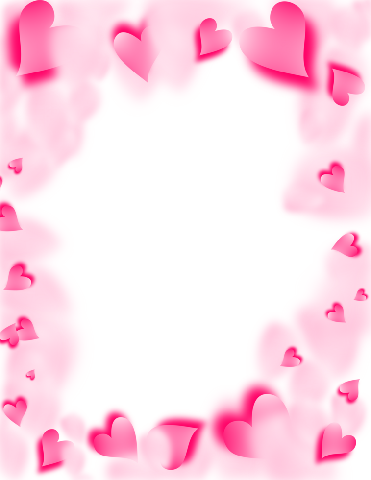 valentijnsdag schattig harten kader grens, roze vallend liefde achtergrond. png