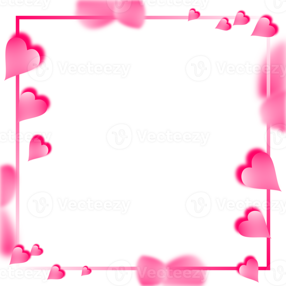 Valentine Hearts Frame Border. Cute Pink Valentine's Day Background. png