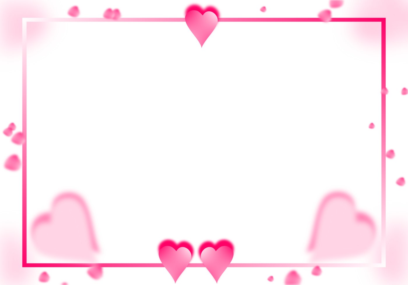 Pink Love Hearts Cute Cartoon Frame. Valentines Background Border with Love. png