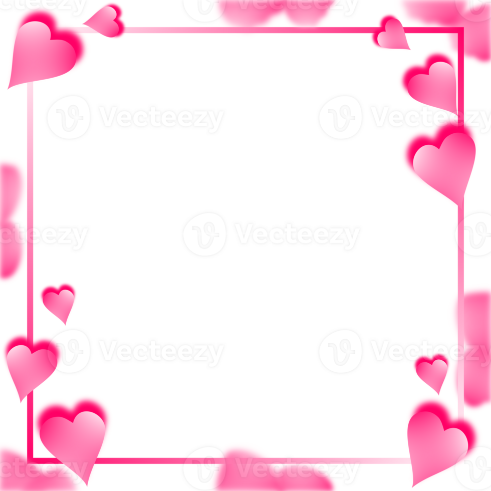 Valentine Hearts Frame Border. Cute Pink Valentine's Day Background. png