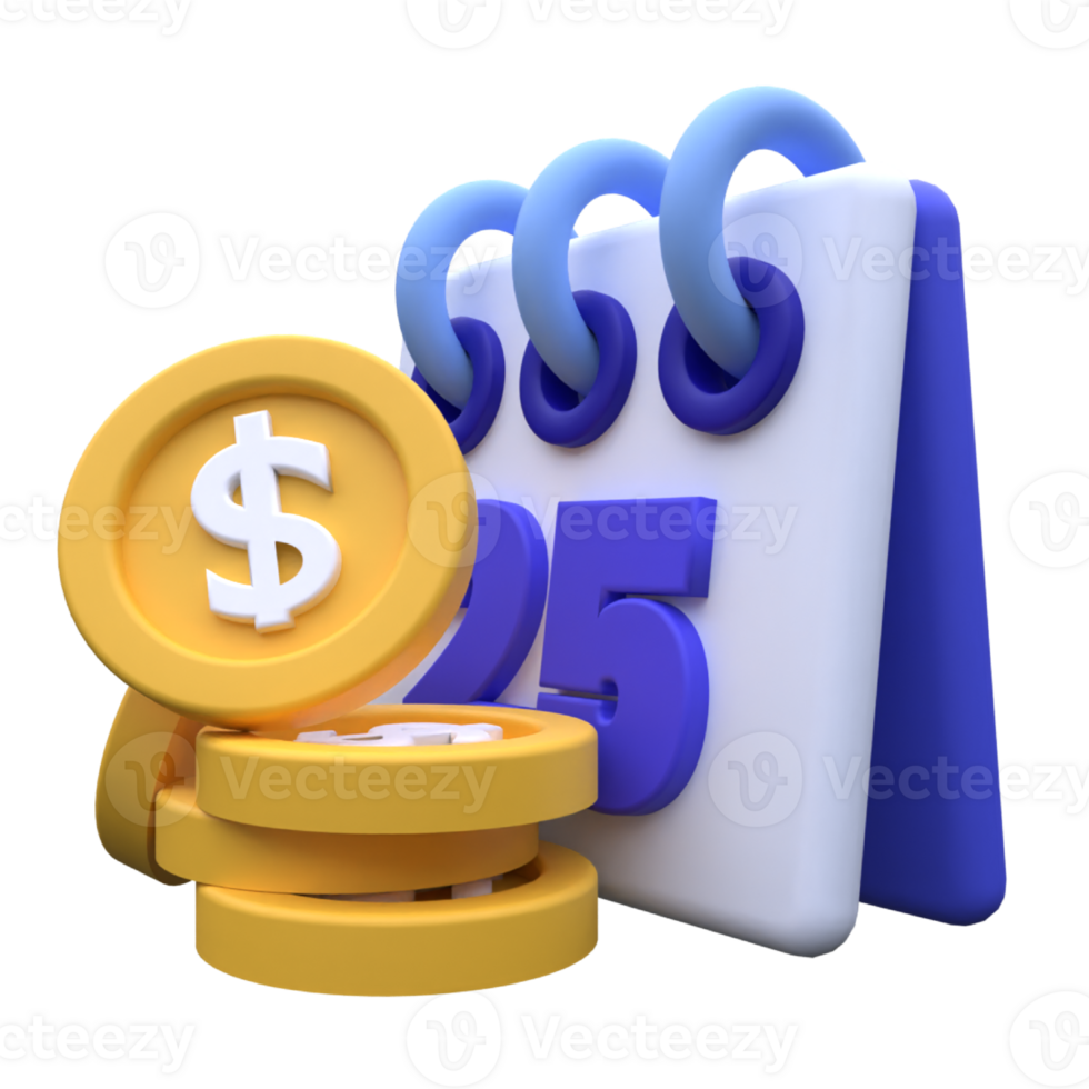 unique 3d rendering salary date icon simple illustration.Realistic vector illustration. png