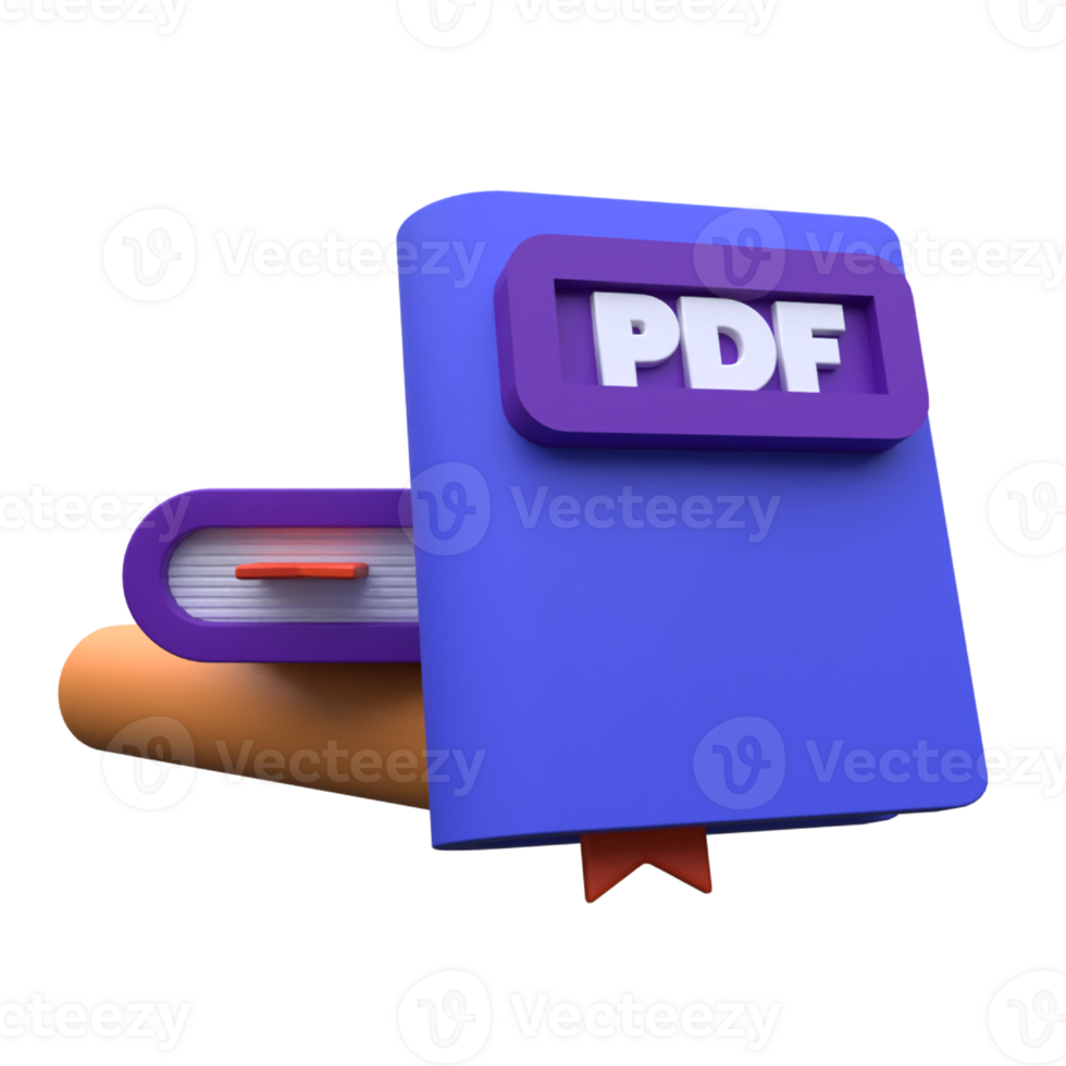 unique 3d rendering book pdf icon simple illustration.Realistic  illustration. png