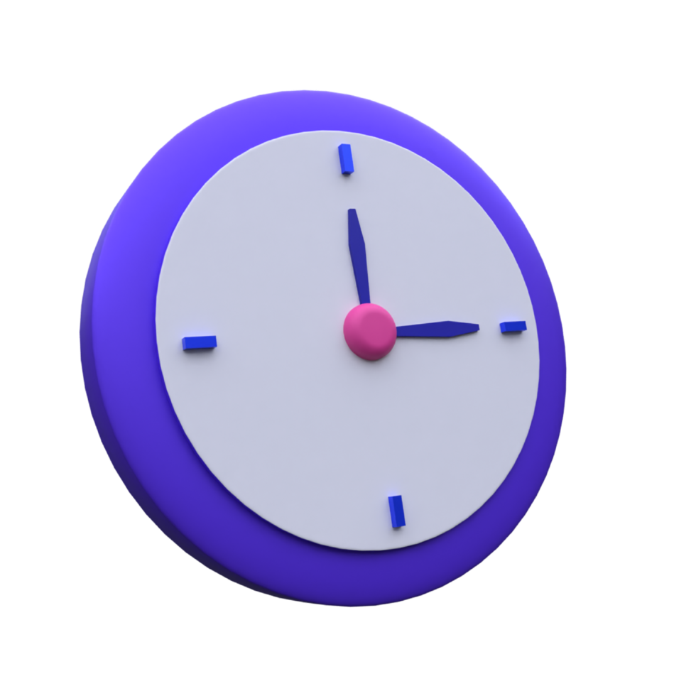 unique 3d rendering simple clock icon.Realistic illustration. png