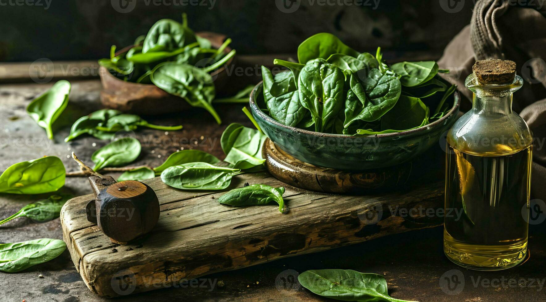 AI generated Nutritious vegetable kale salad leaves that provide big health benefits photo