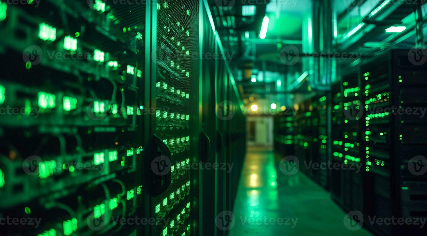 AI generated IT Server room in Advanced datacenter services cloud connections photo