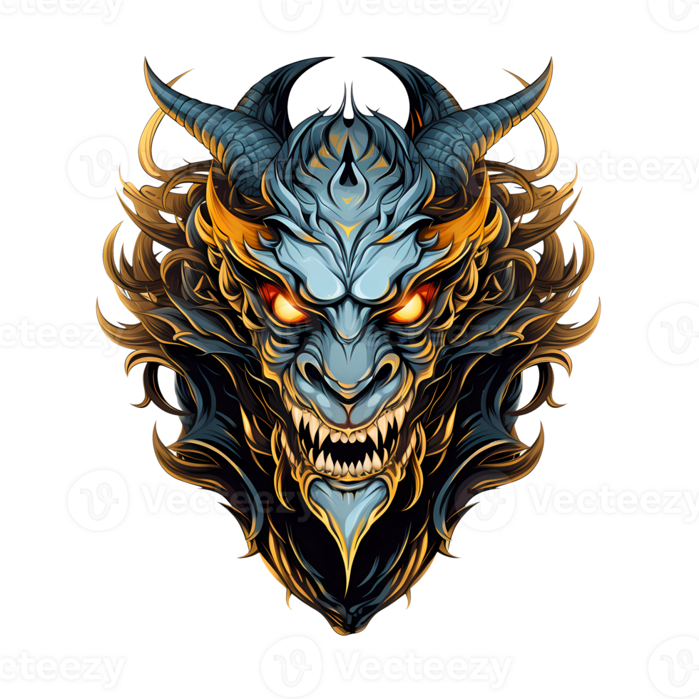 AI generated dragon head art illustrations for stickers, logo, tshirt design, poster etc png