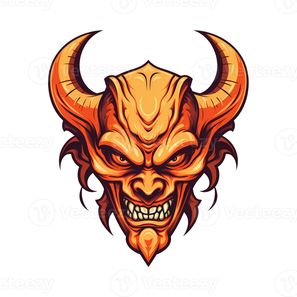 AI generated demon head art illustrations for stickers, tshirt design, poster etc png