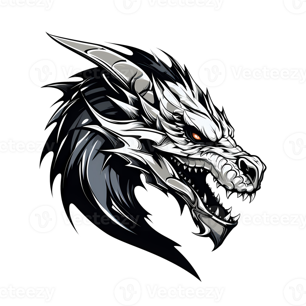 AI generated dragon head art illustrations for stickers, logo, tshirt design, poster etc png