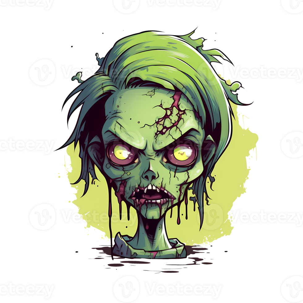 AI generated zombie girl art illustrations for stickers, tshirt design, poster etc png