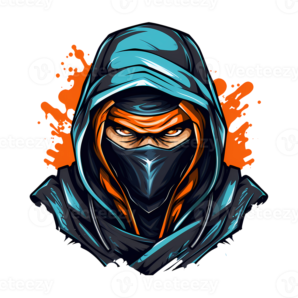 AI generated ninja head art illustrations for stickers, tshirt design, poster etc png