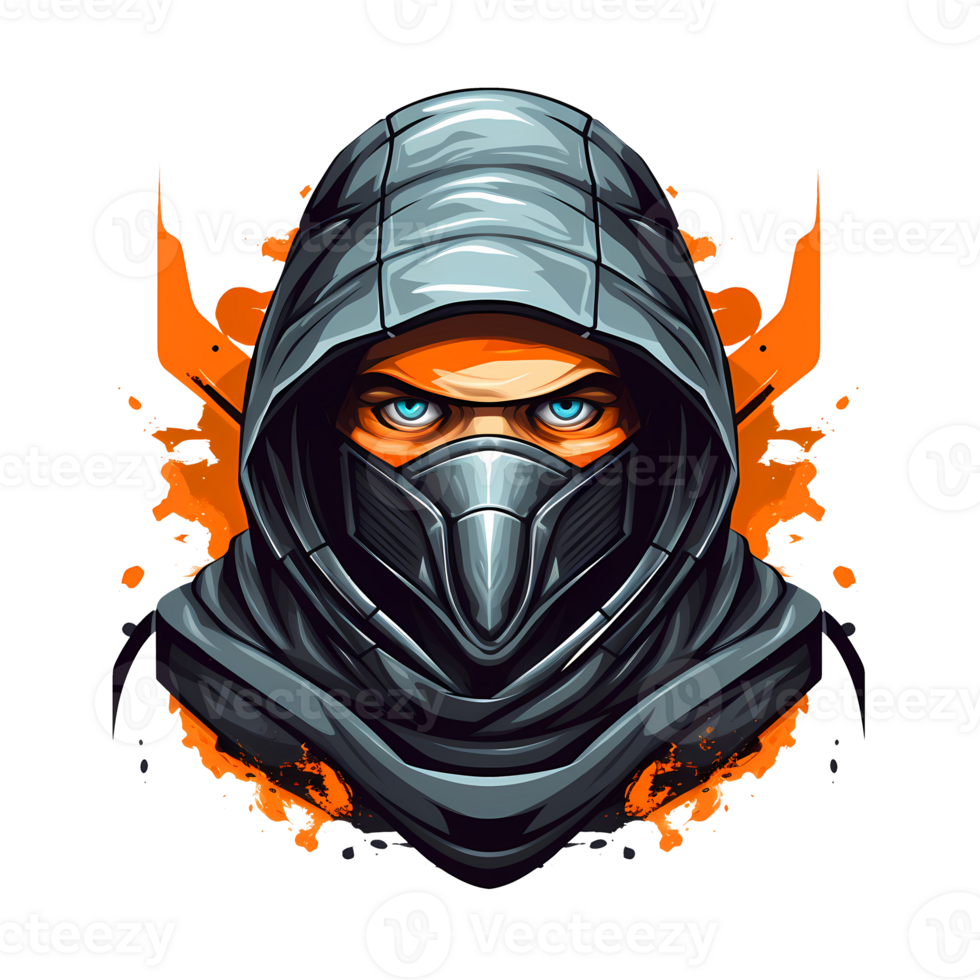 AI generated ninja head art illustrations for stickers, tshirt design, poster etc png