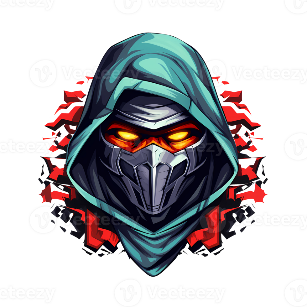 AI generated ninja head art illustrations for stickers, tshirt design, poster etc png