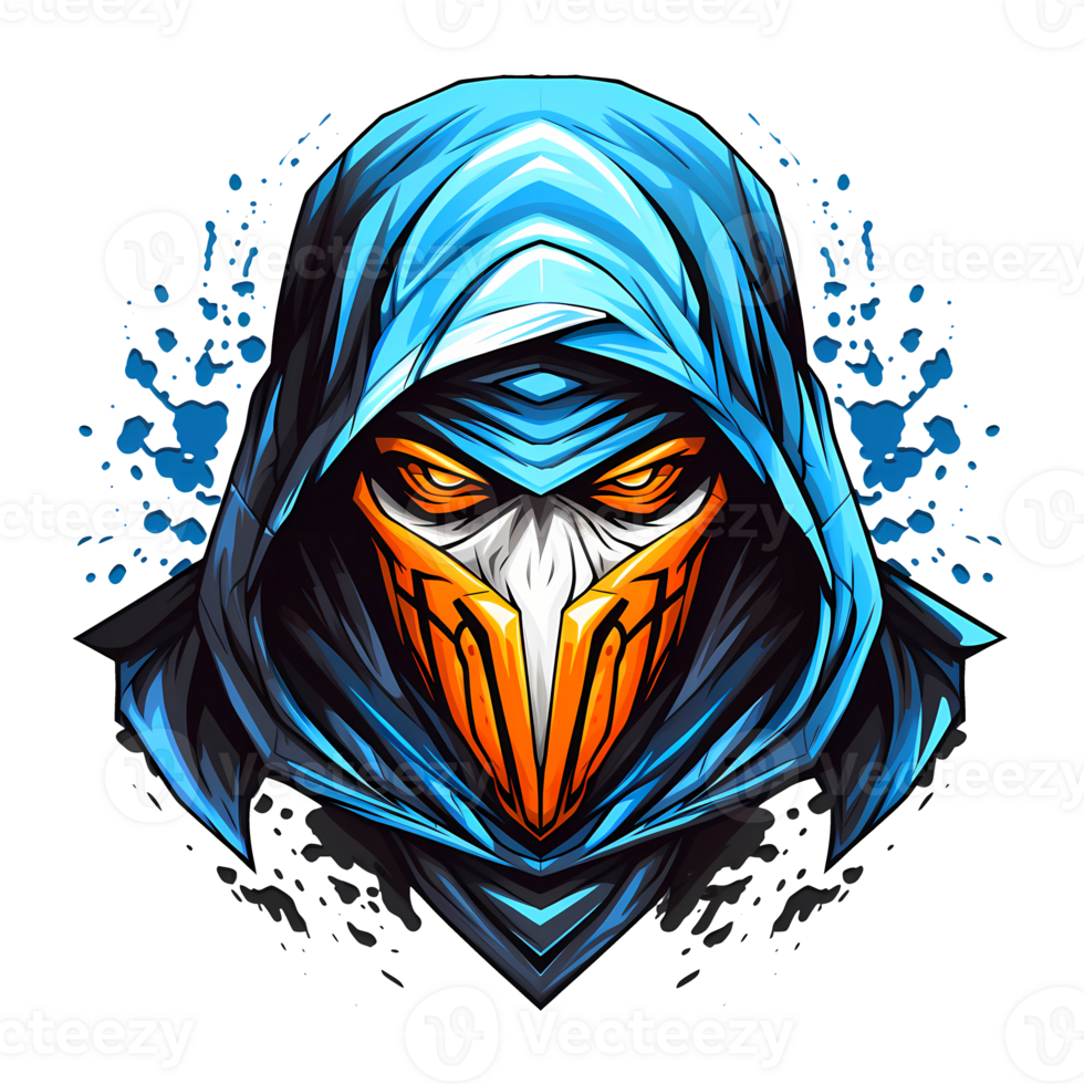 AI generated ninja head art illustrations for stickers, tshirt design, poster etc png