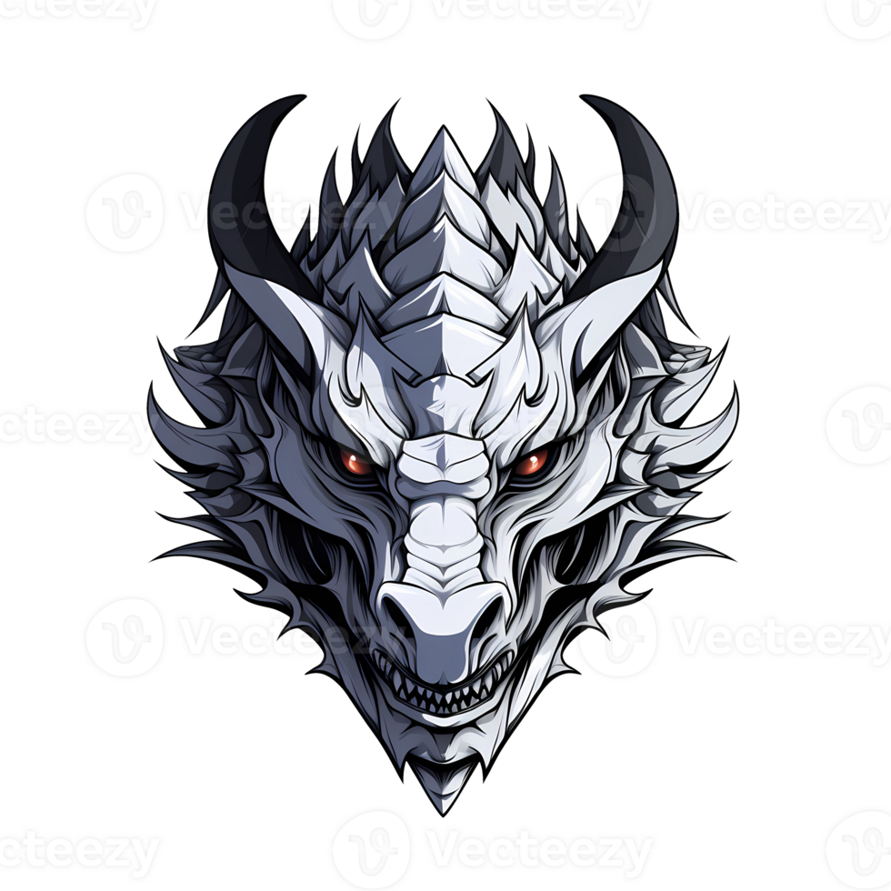 AI generated dragon head art illustrations for stickers, logo, tshirt design, poster etc png