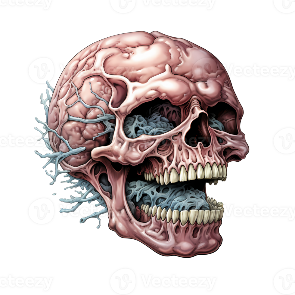 AI generated Skull art illustrations for stickers, tshirt design, poster etc png