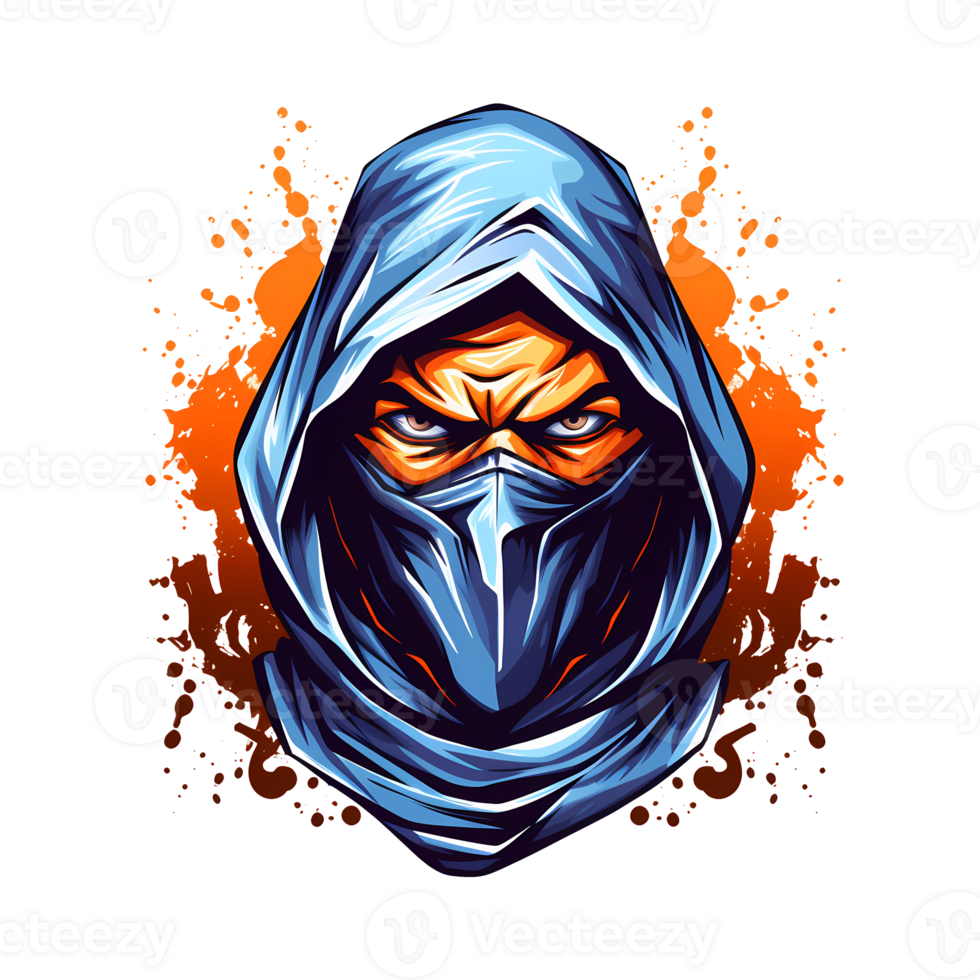 AI generated ninja head art illustrations for stickers, tshirt design, poster etc png