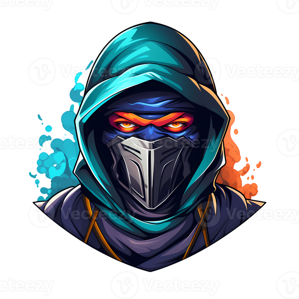 AI generated ninja head art illustrations for stickers, tshirt design, poster etc png