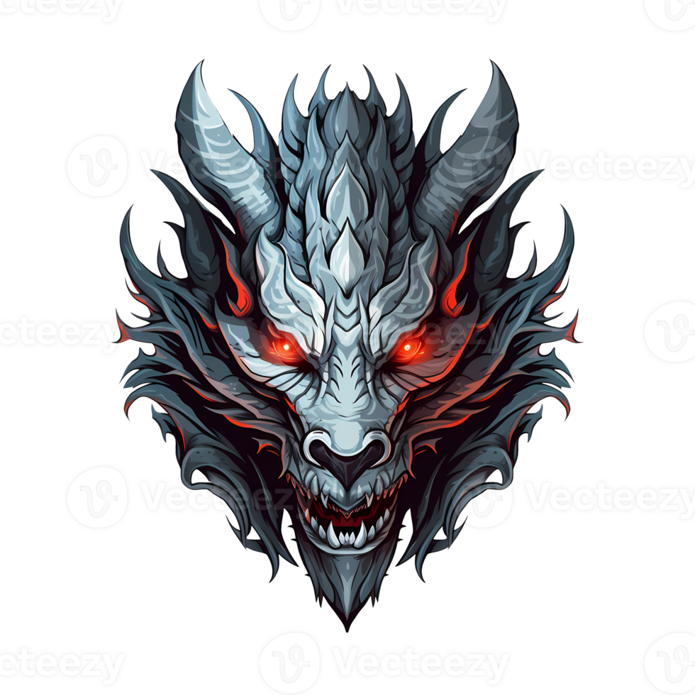 AI generated dragon head art illustrations for stickers, logo, tshirt design, poster etc png