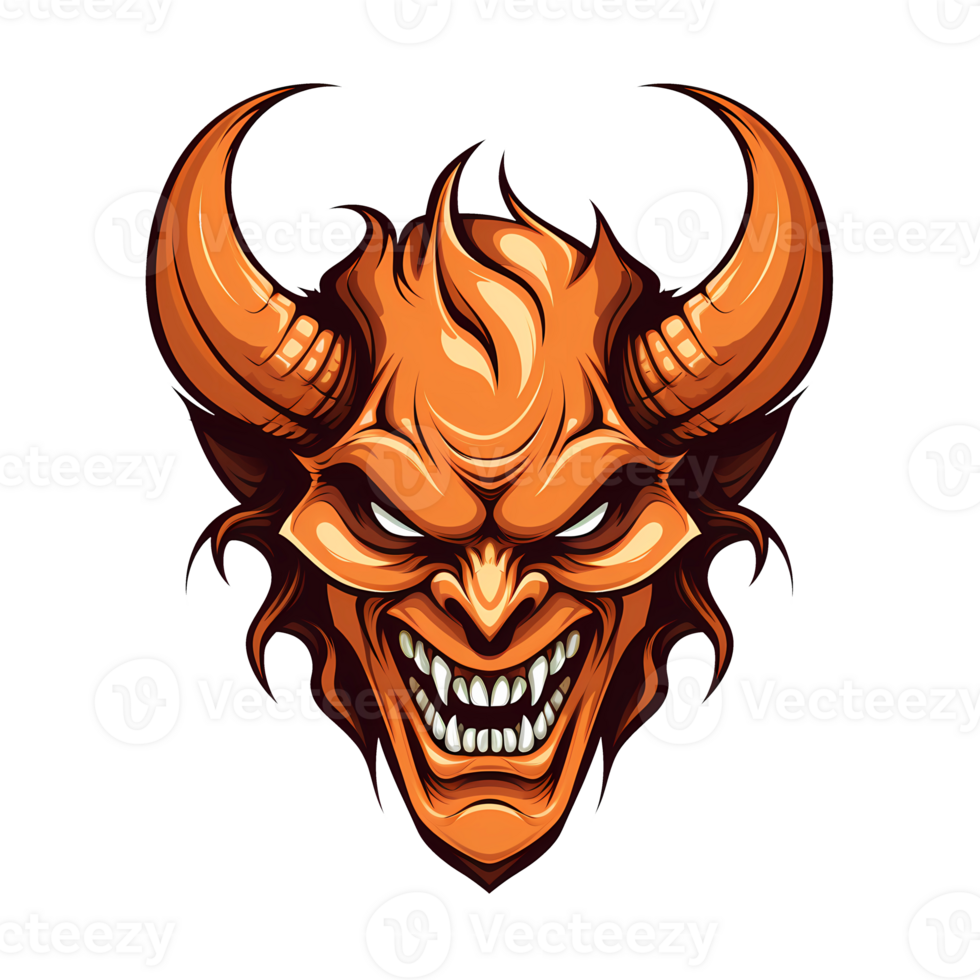 AI generated demon head art illustrations for stickers, tshirt design, poster etc png