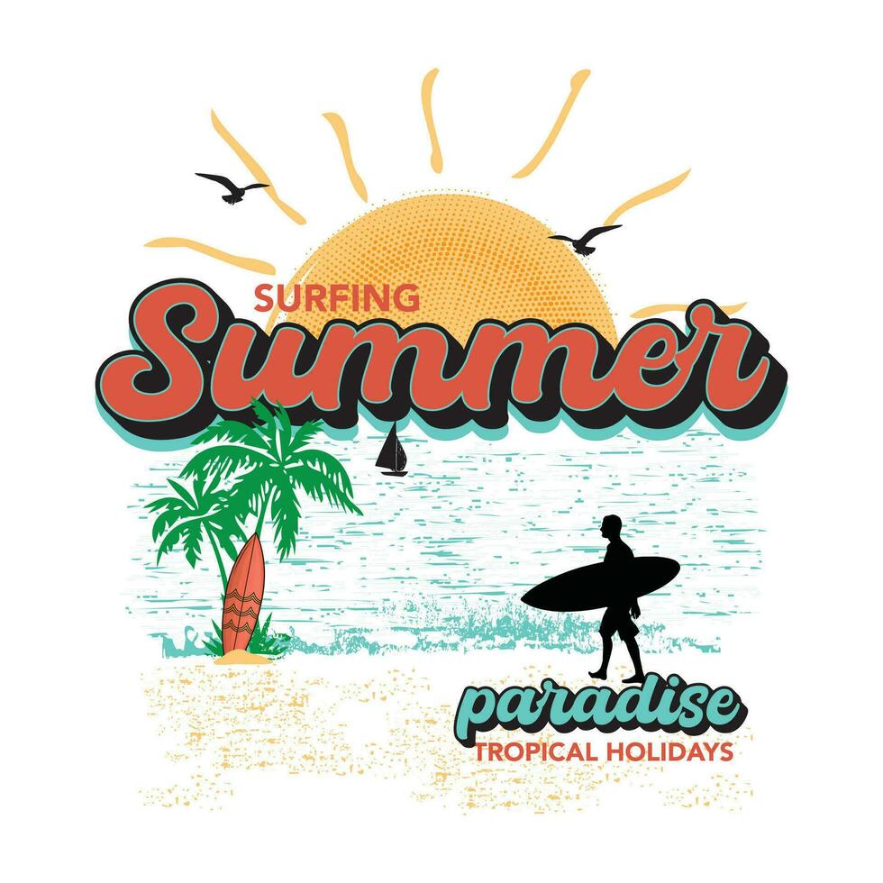 summer paradise slogan tee graphic typography for print t shirt illustration vector art vintage