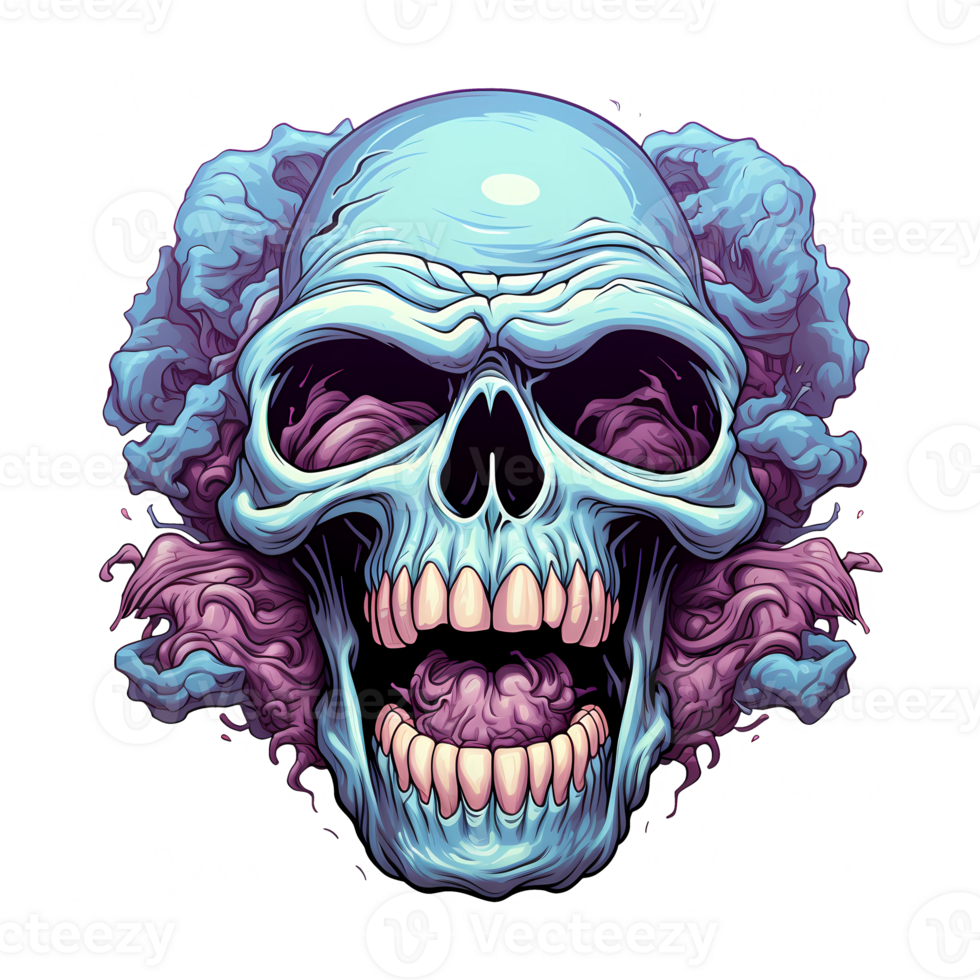 AI generated Skull art illustrations for stickers, tshirt design, poster etc png