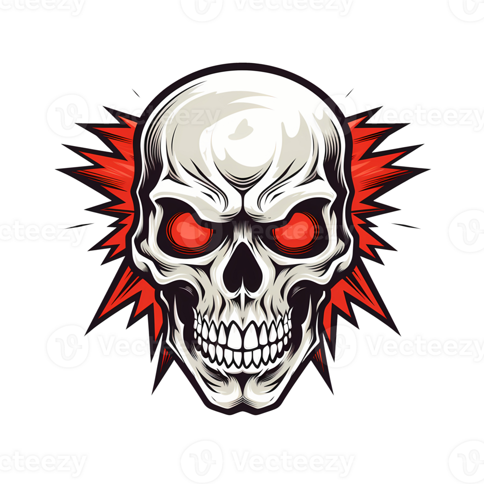 AI generated Skull art illustrations for stickers, tshirt design, poster etc png
