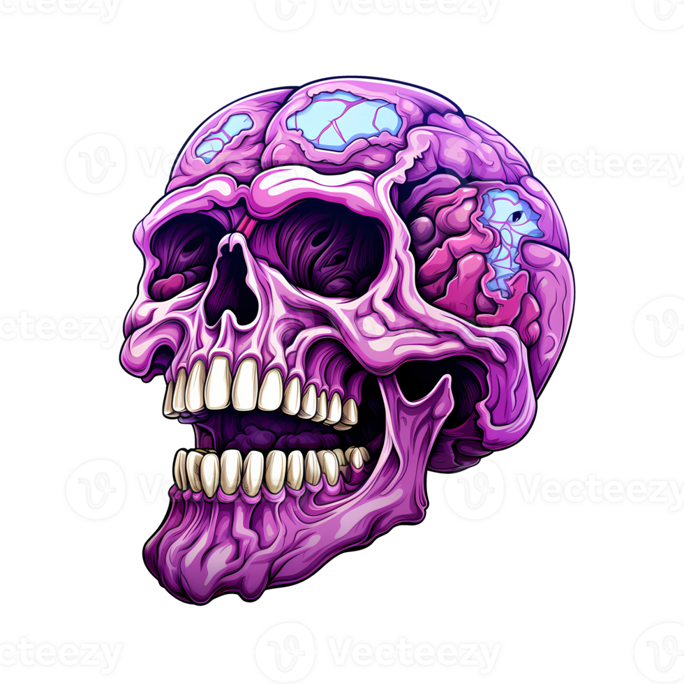 AI generated Skull art illustrations for stickers, tshirt design, poster etc png