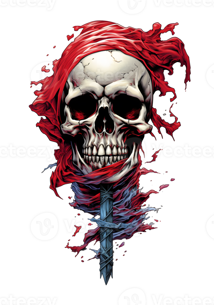 AI generated colorful skull art illustrations png