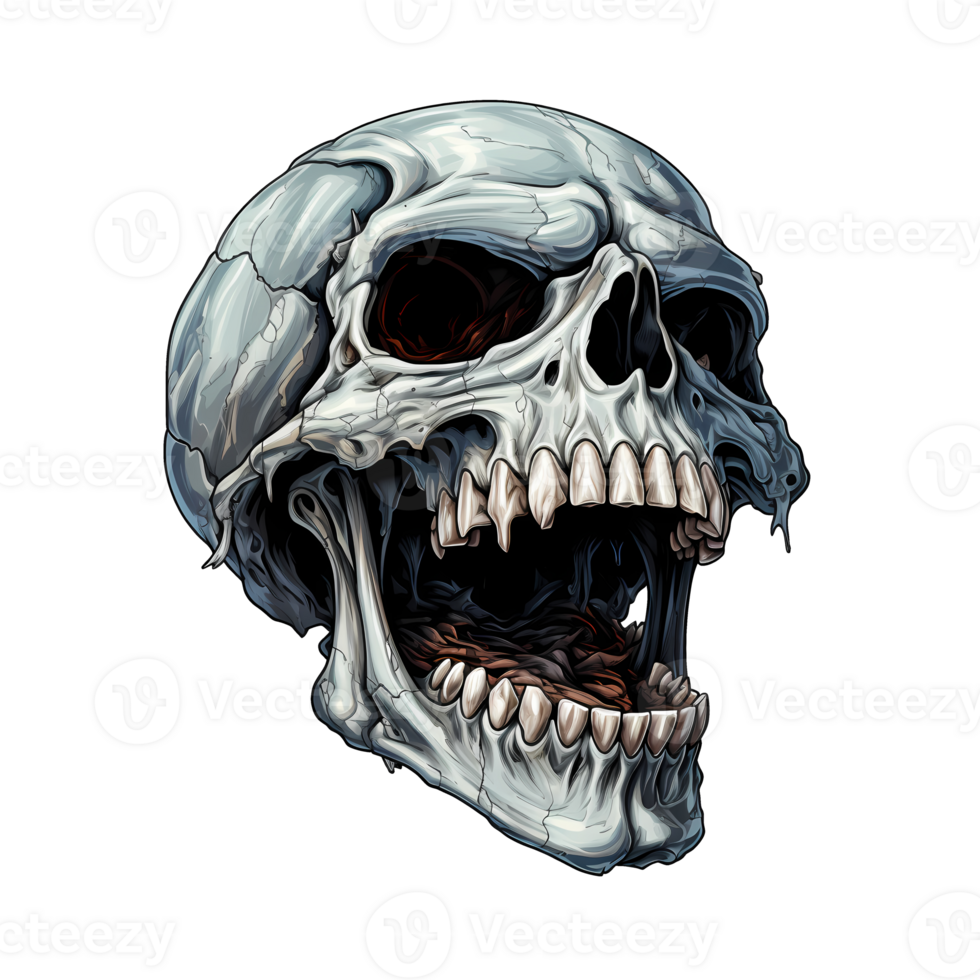 AI generated Skull art illustrations for stickers, tshirt design, poster etc png